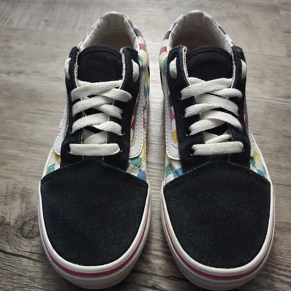 Vans Old Skool Checkered Mulitcolor Skate Shoes Size YOUTH 3 Lace Up